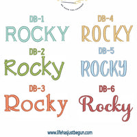 Font choices for personalized dog bandanas - Life Has Just Begun
