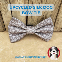 Upcycled Gray Superhero Silk Dog Bow Tie