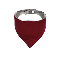 Burgundy reverse side of gray and white buffalo plaid flannel dog bandana - Life Has Just Begun