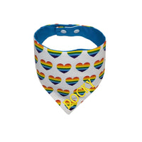 Personalized Rainbow heart reversible dog bandana with snaps. - Life Has Just Begun