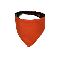Orange reverse Cinco de May dog bandana with snaps