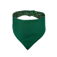 Reversible green plaid dog bandana with snaps - Life Has Just Begun