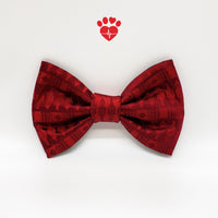 Upcycled ruby red toy soldier silk dog bow tie. Available in two sizes. - Life Has Just Begun