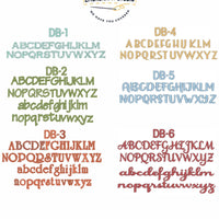 Full printout of font choices for personalized dog bandanas - Life Has Just Begun
