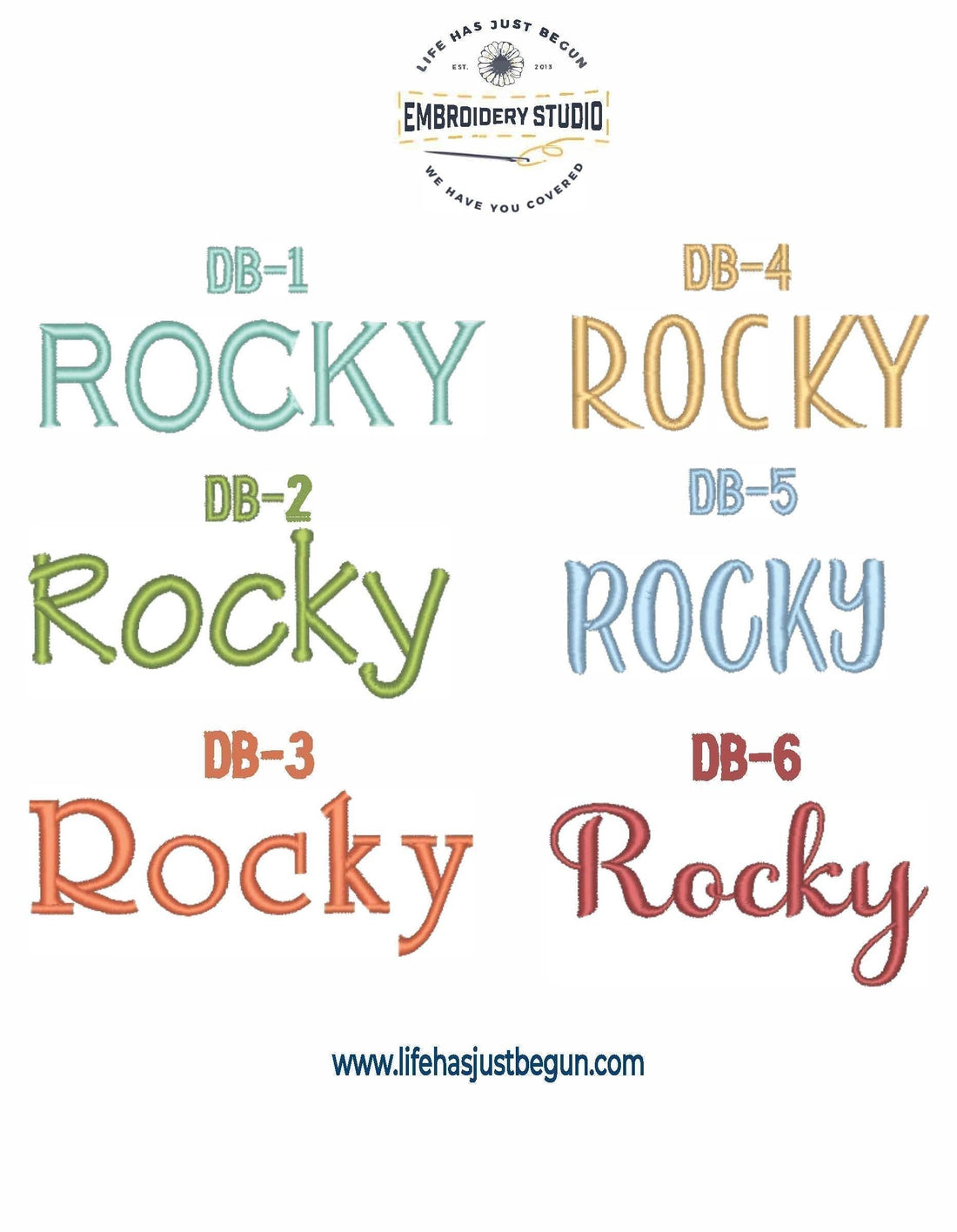 Font choices for personalized dog bandanas - Life Has Just Begun