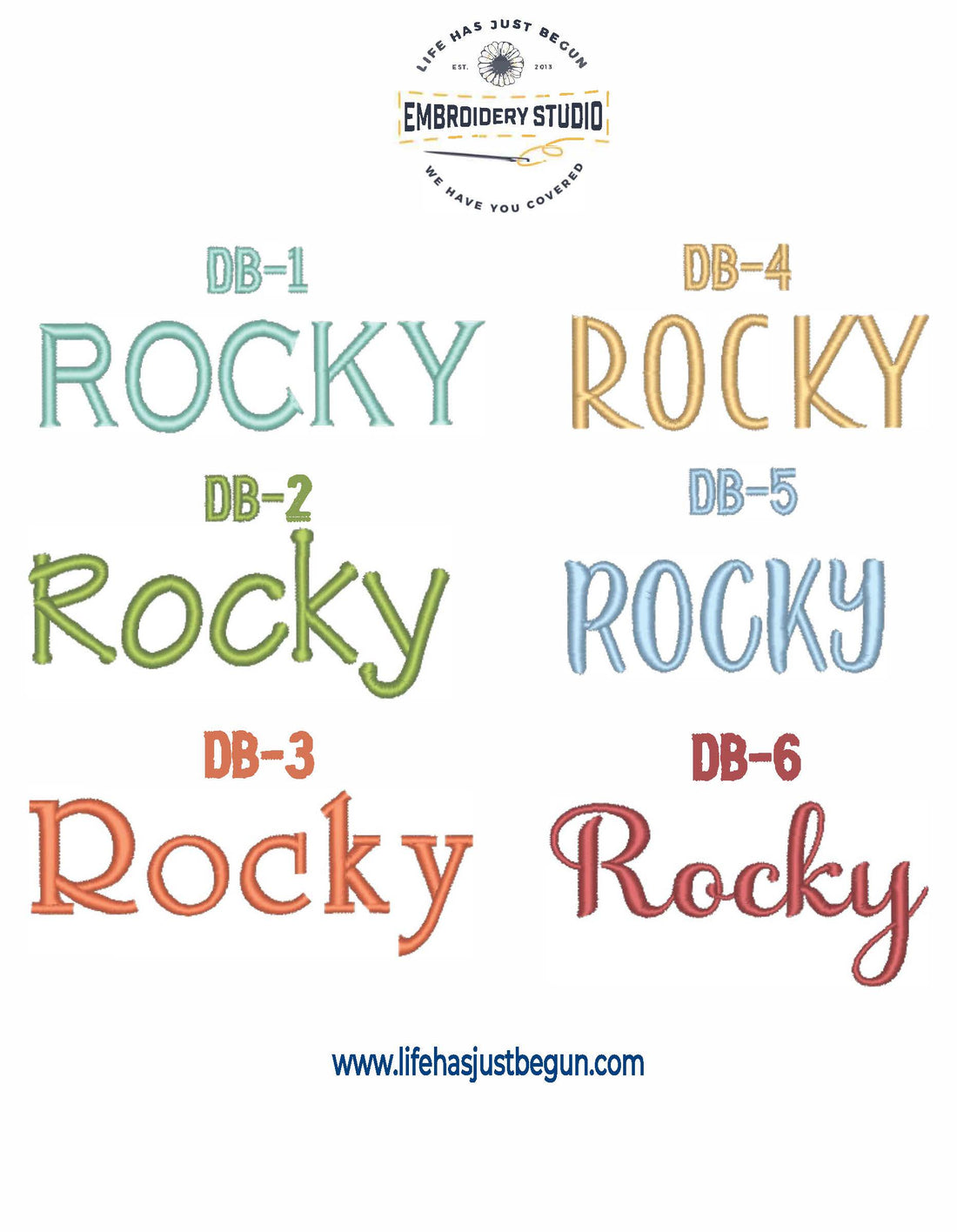Dog Bandana font choices - Life Has Just Begun