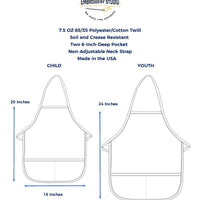 Child and Youth apron dimensions and features. - Life Has Just Begun