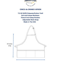 Cinco de Drinko Chili Pepper full length apron specifications. - Life Has Just Begun