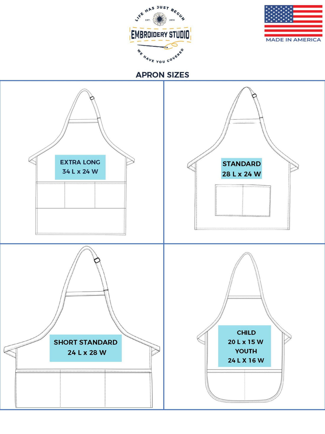 Apron size specifications - Life Has Just Begun