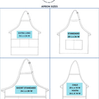 Apron sizes description sheet - Life Has Just Begun