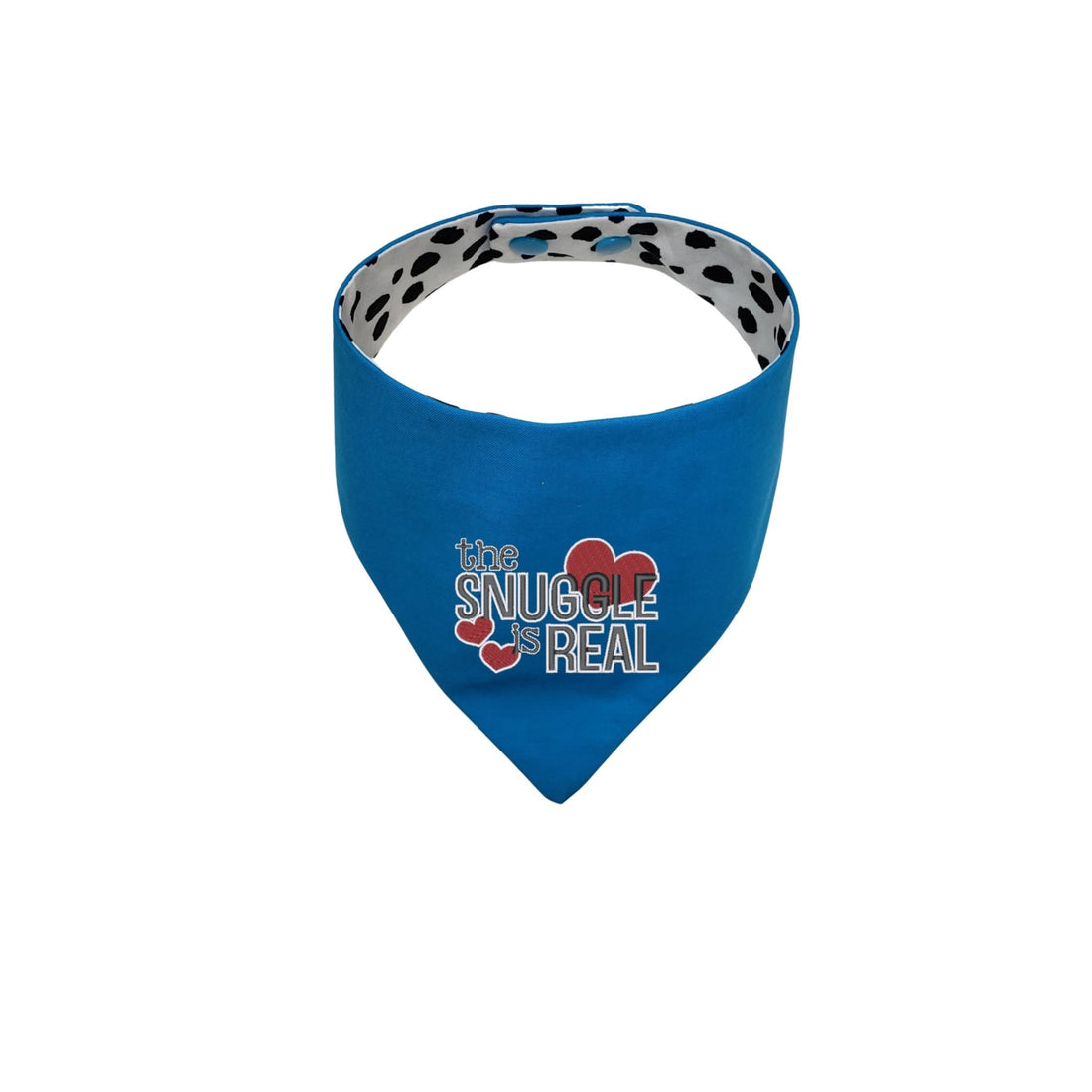 Aqua Blue Snuggle is Real embroidered reversible dog bandana with snaps - Life Has Just Begun
