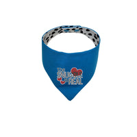 Aqua Blue Snuggle is Real embroidered reversible dog bandana with snaps - Life Has Just Begun