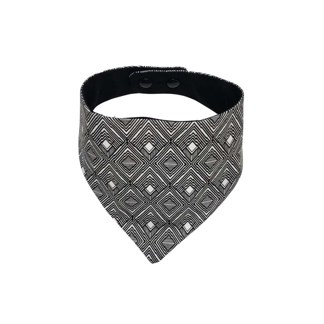 Geometric black and white print reverse dog bandana with snaps - Life Has Just Begun