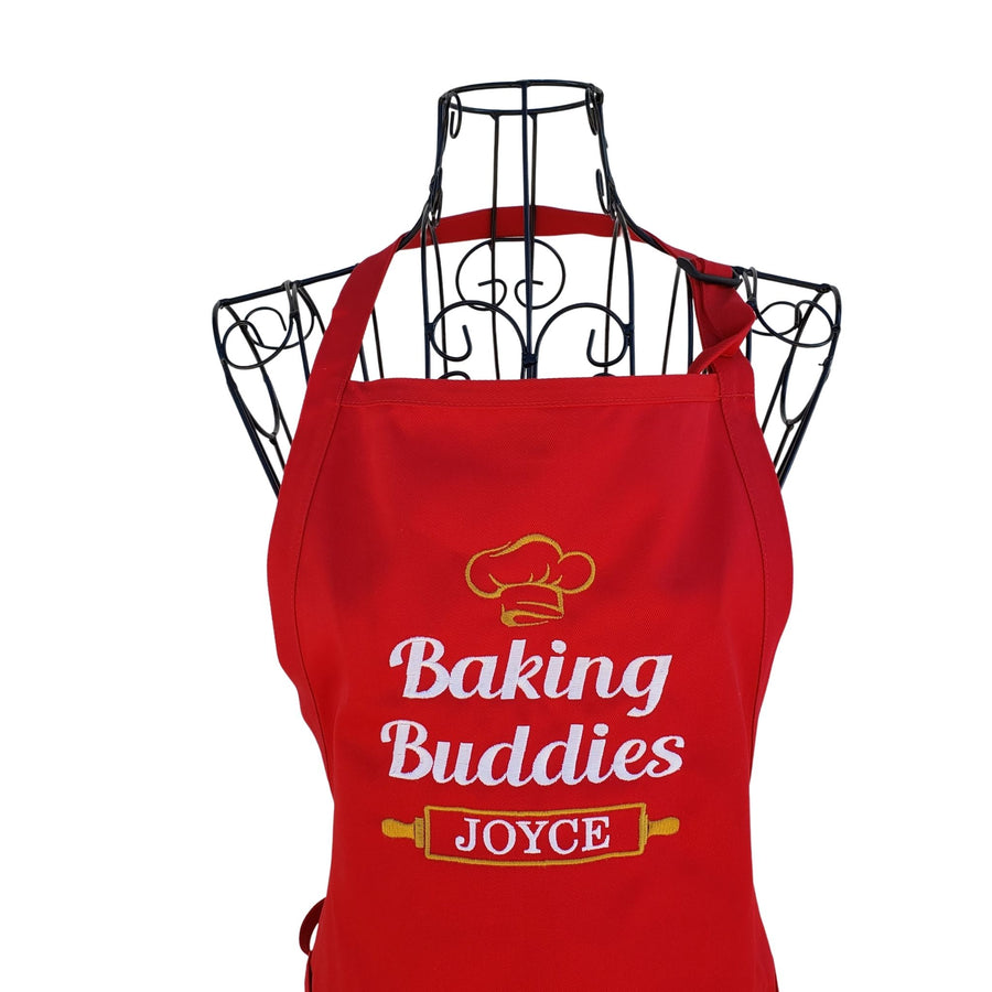 Personalized Red Baking Buddies Adjustable Apron. - Life Has Just Begun