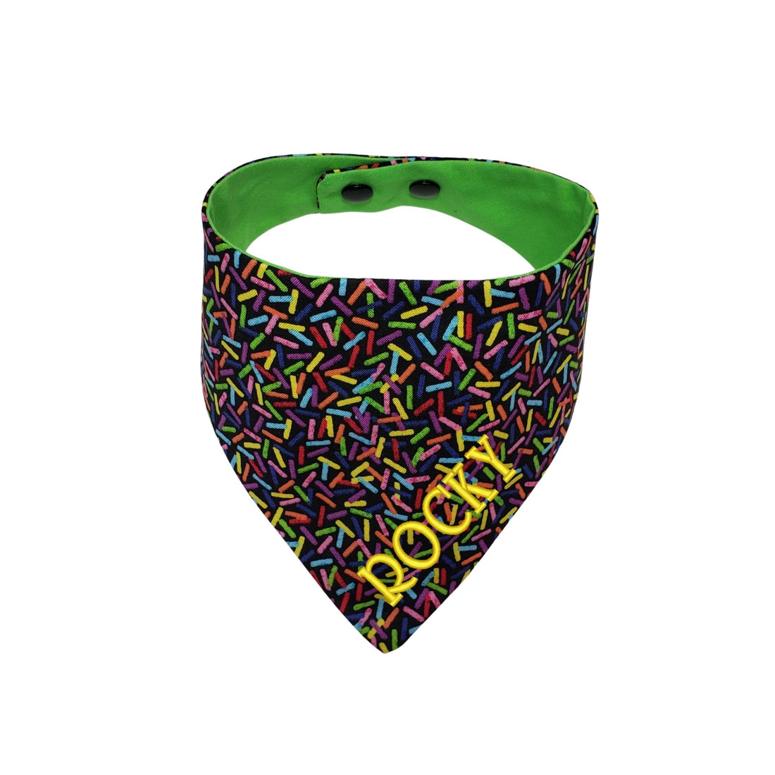 Personalized Birthday Sprinkles embroidered reversible dog bandana - Life Has Just Begun