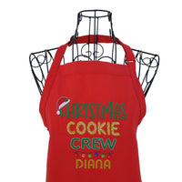 Personalized Red Christmas Cookie Crew Embroidered Aprons - Life Has Just Begun