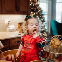 Red Child size Cookie Making Crew embroidered Christmas Apron. - Life Has Just Begun 