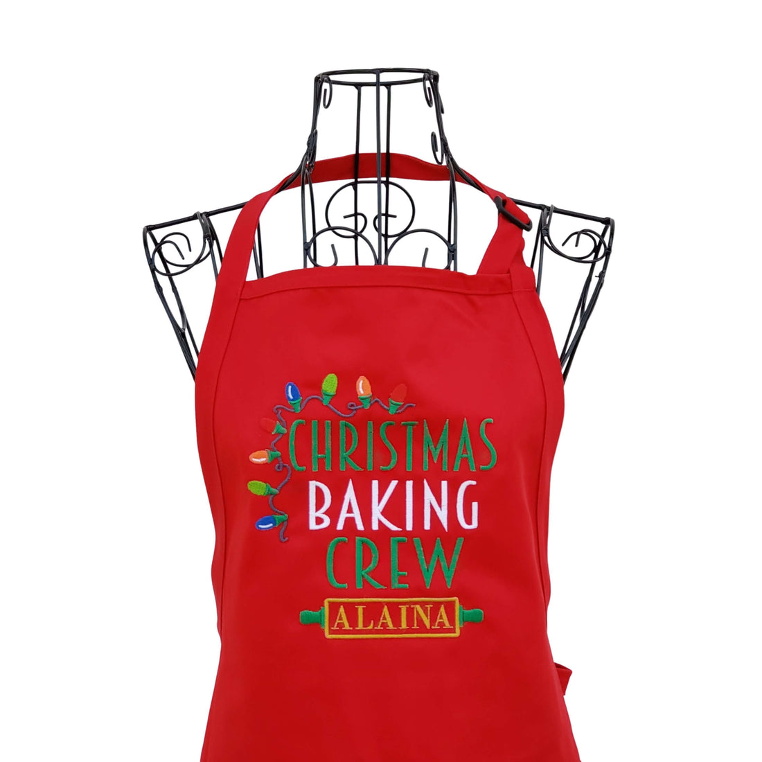 Personalized Christmas Baking Crew embroidered red apron for the family. - Life Has Just Begun