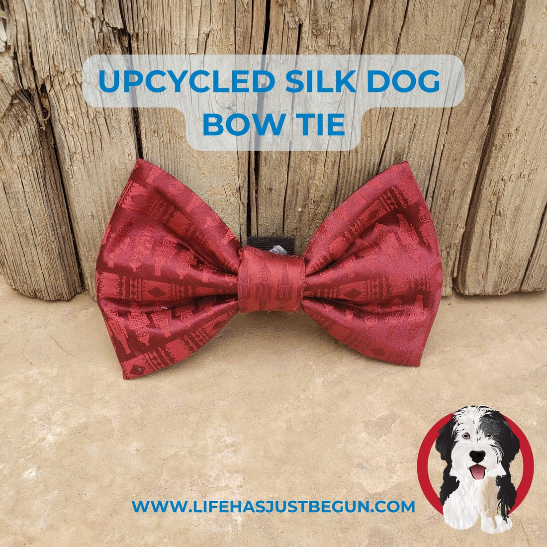 This ruby red silk dog bow tie was repurposed from a new, never worn mens neck tie. - Life Has Just Begun