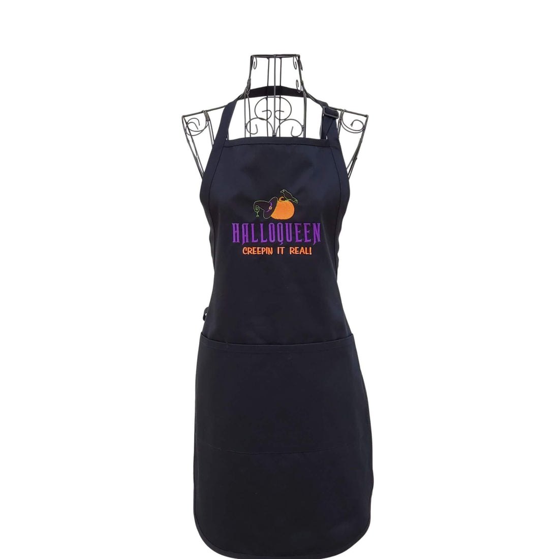 Funny Black Halloween embroidered apron for women. - Life Has Just Begun