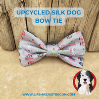New never worn mens neck tie repurposed to a beautiful silk dog bow tie. - Life Has Just Begun