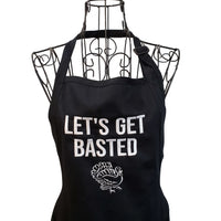 Funny Let's Get Basted embroidered Thanksgiving apron for women. - Life Has Just Begun