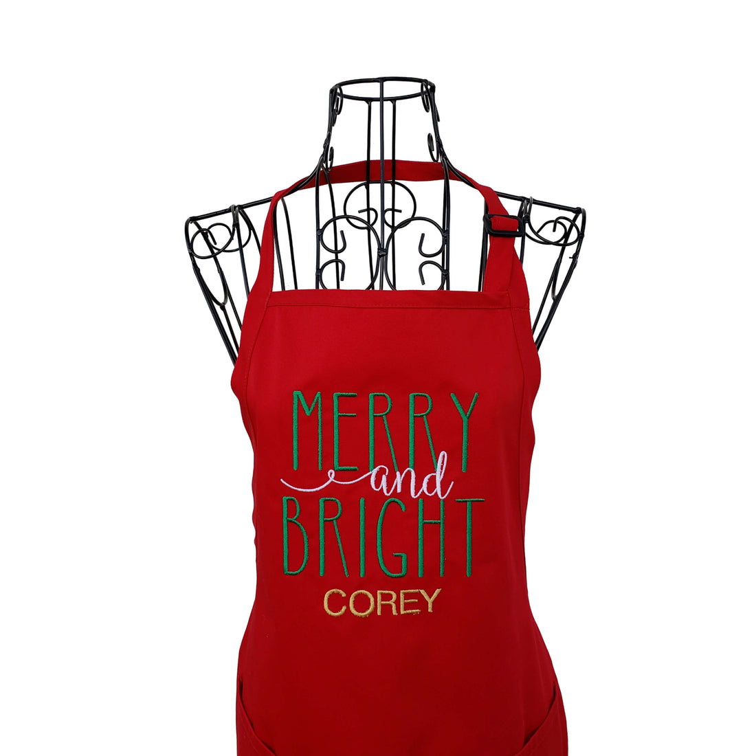 Personalized Merry and Bright Christmas Apron. - Life Has Just Begun
