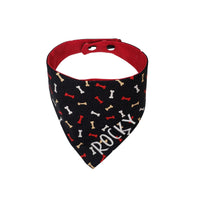 Personalized Black and Bones embroidered dog bandana with snaps - Life Has Just Begun