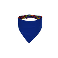 Pieces of the puzzle royal blue reversible dog bandana with snap closure. - Life Has Just Begun
