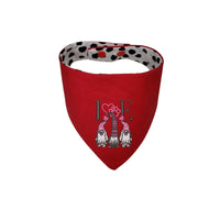 Red Love Gnomes reversible embroidered dog bandana - Life Has Just Begun