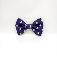 Recycled navy print silk dog bow tie. - Life Has Just Begun