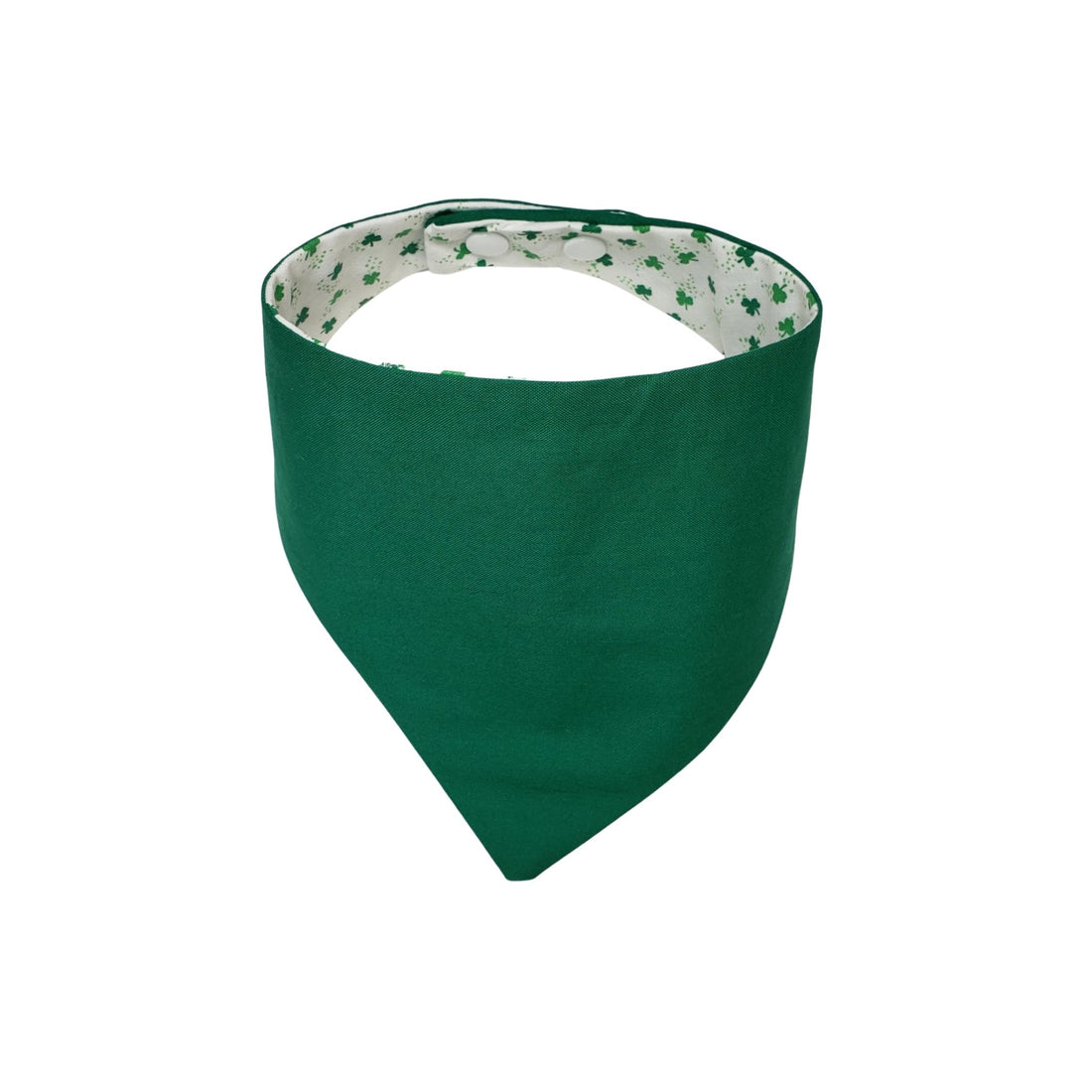 Reverse of small shamrock dog bandana with snaps - Life Has Just Begun
