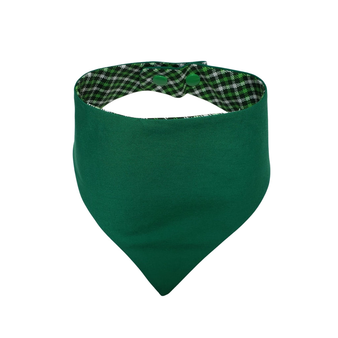 Reversible green plaid dog bandana with snaps - Life Has Just Begun