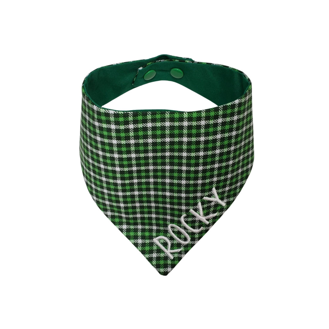 Personalized Celtic Green Plaid embroidered dog bandana - Life Has Just Begun