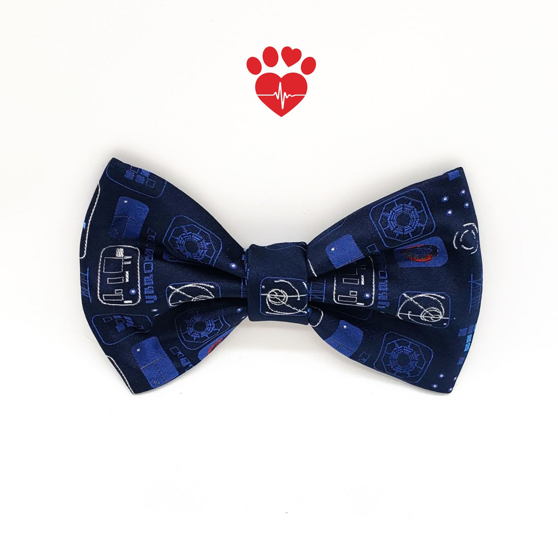 Upcycled Navy and White Control Panel silk dog bow tie. - Life Has Just Begun