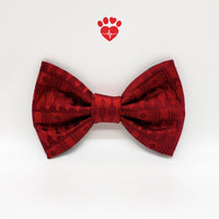 Upcycled ruby red toy soldier silk dog bow tie.  Available in two sizes. - Life Has Just Begun