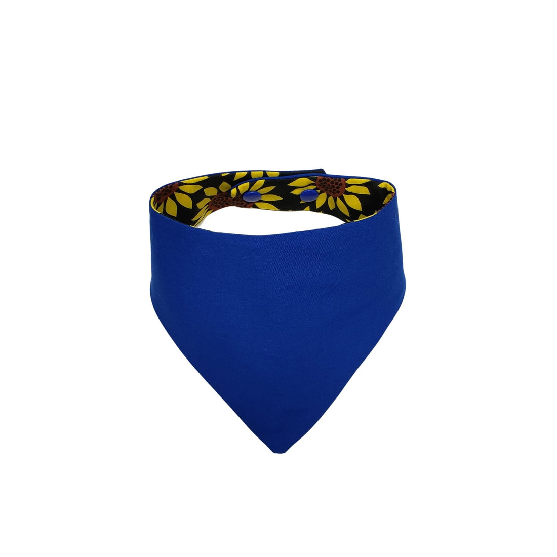 Bright royal blue reverse side of our personalized dog bandana with adjustable snaps. - Life Has Just Begun