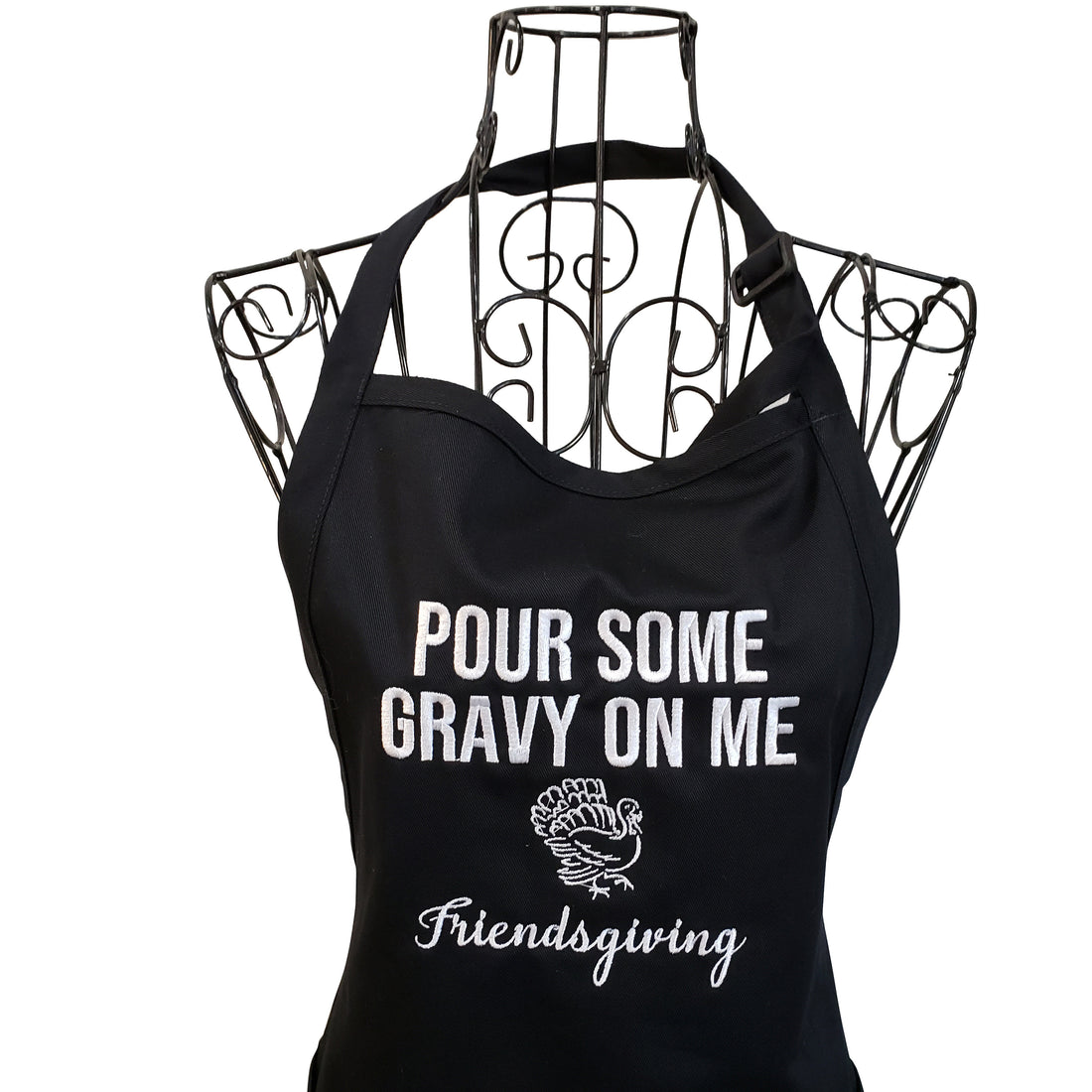Pour Some Gravy on Me Friendsgiving Embroidered Apron for Women