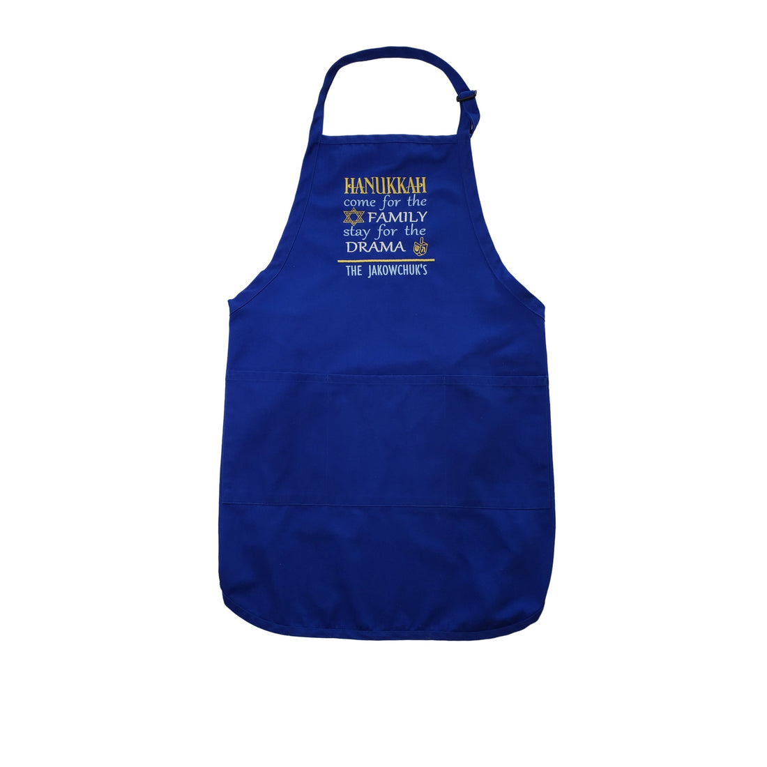 Personalized Funny Hanukkah Embroidered Apron, Hanukkah Apron, Royal Blue Apron - Life Has Just Begun