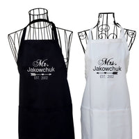 Custom embroidered Couples apron set - Life Has Just Begun