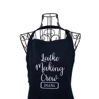 Navy Blue Personalized Latke Making Crew Apron - Life Has Just Begun