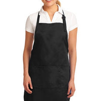 Model wearing black full length apron. - Life Has Just Begun