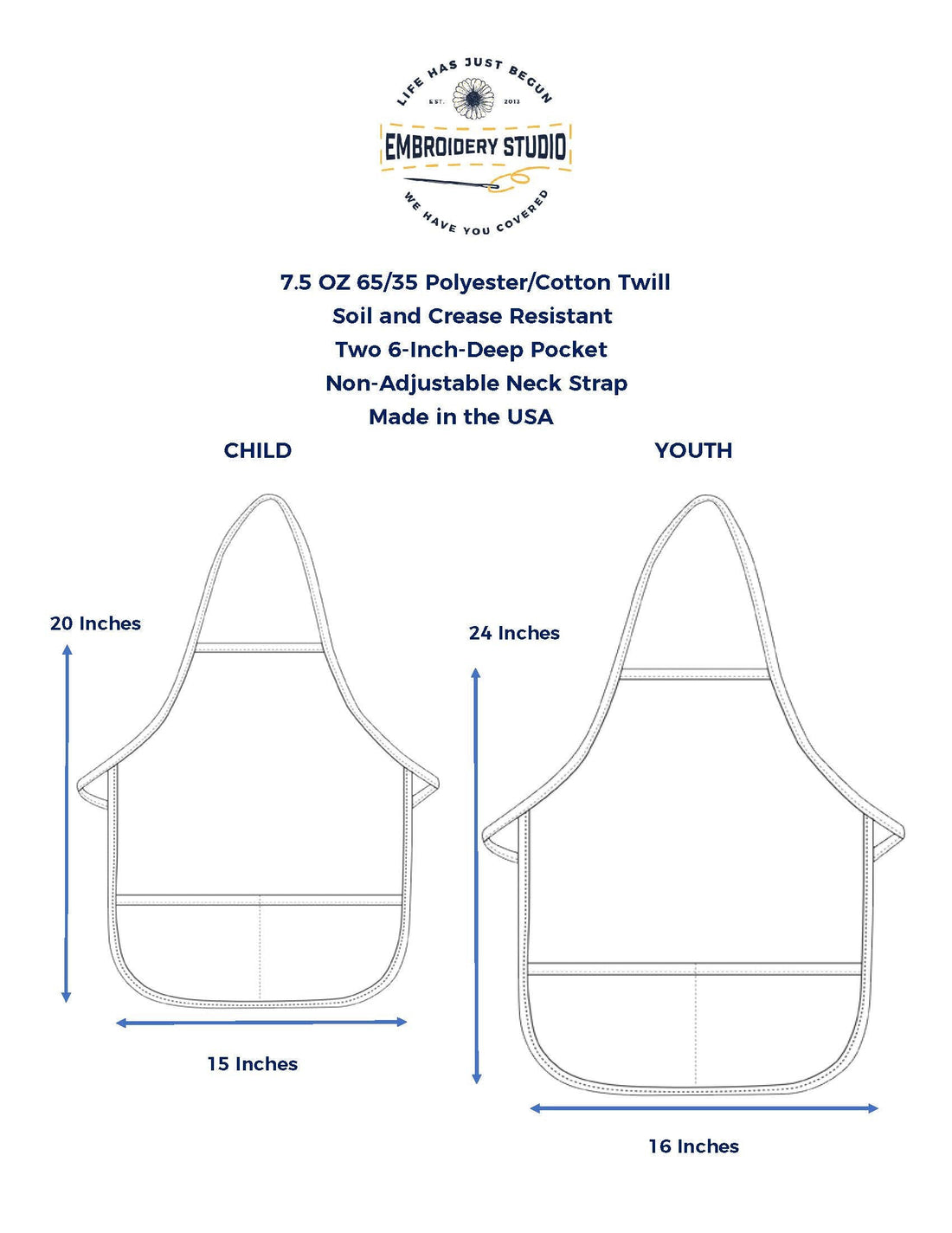 Child apron size description - Life Has Just Begun